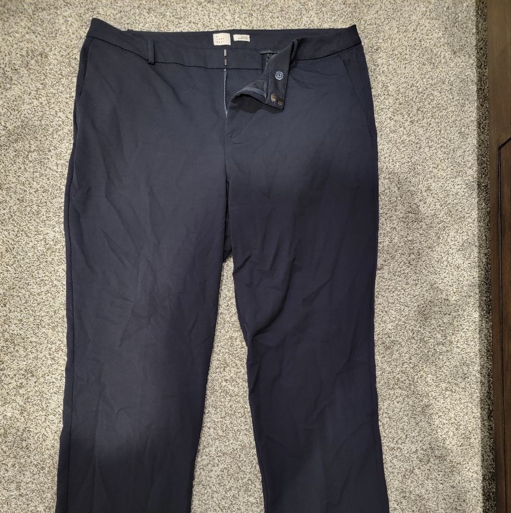 Navy straight leg trousers